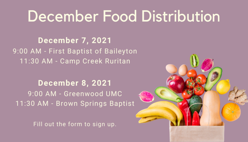December Food Distribution Dates and Locations