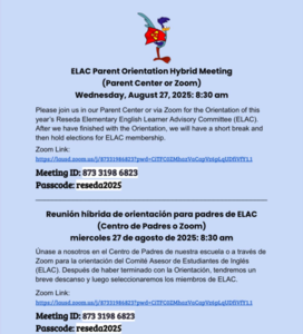 ELAC and SSC orientation flyer