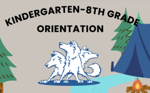 wolves with evergreen tree, campfire and tent
