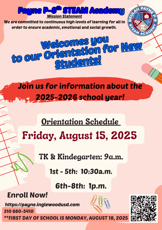 Orientation Friday, August 15, 2025 / Orientacion el Viernes, 15 de Agosto del 2025