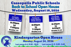 Clothesline with signs showing Open house times