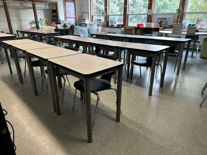 icture of the week: our new school desks and chairs (as well as a few other items not visible in this picture) were recently delivered to the school