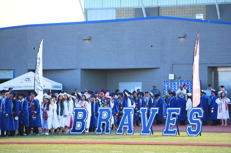 BRAVES Letter Sign at Baldwin Park High School’s Class of 2026 Graduation Ceremony