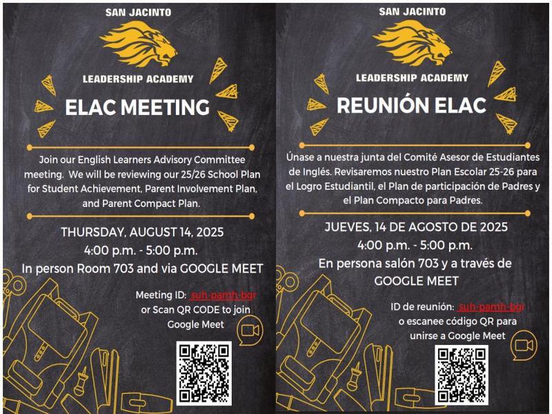 ELAC @ SJLA 1st Meeting 8/14