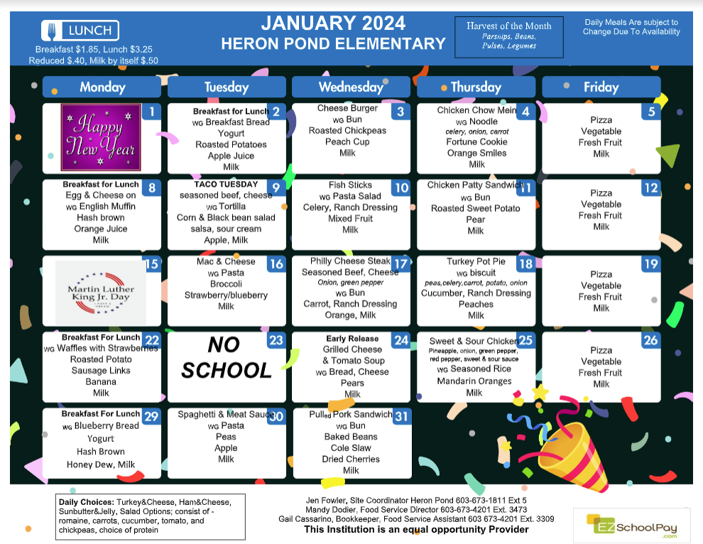 What's For Lunch? HP Milford School District