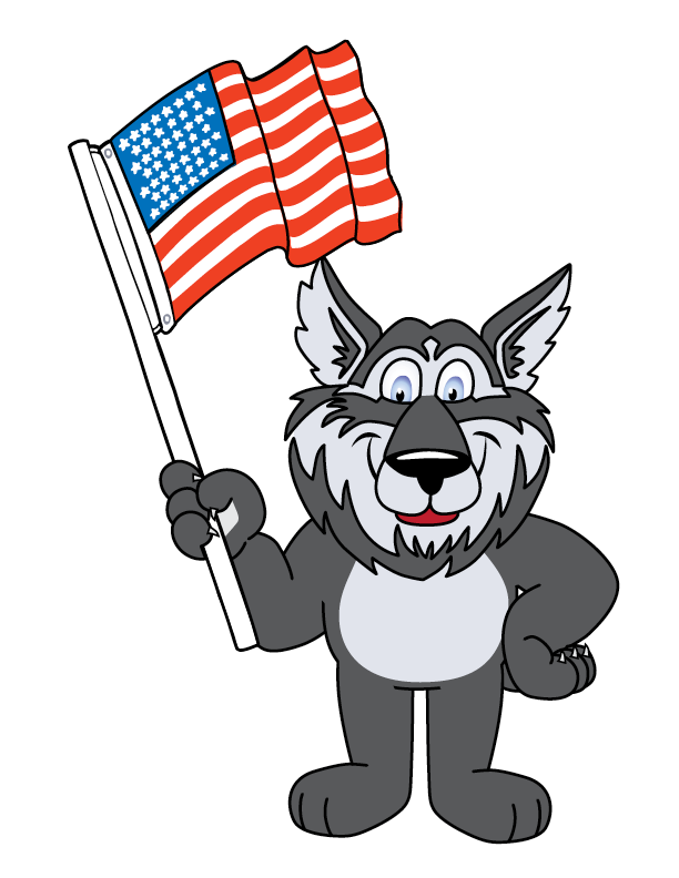 Wolf holding a flag