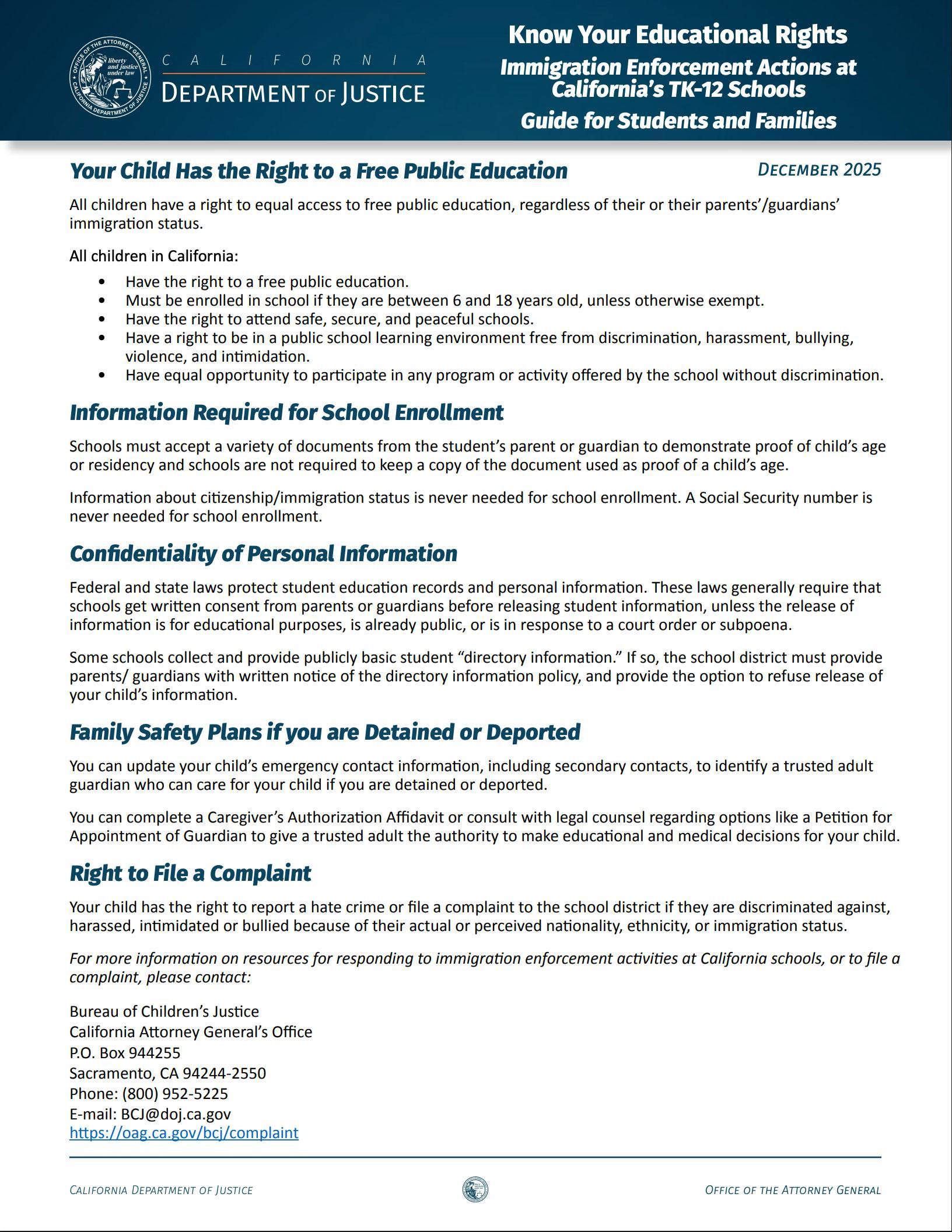 Know Your Educational Rights - English