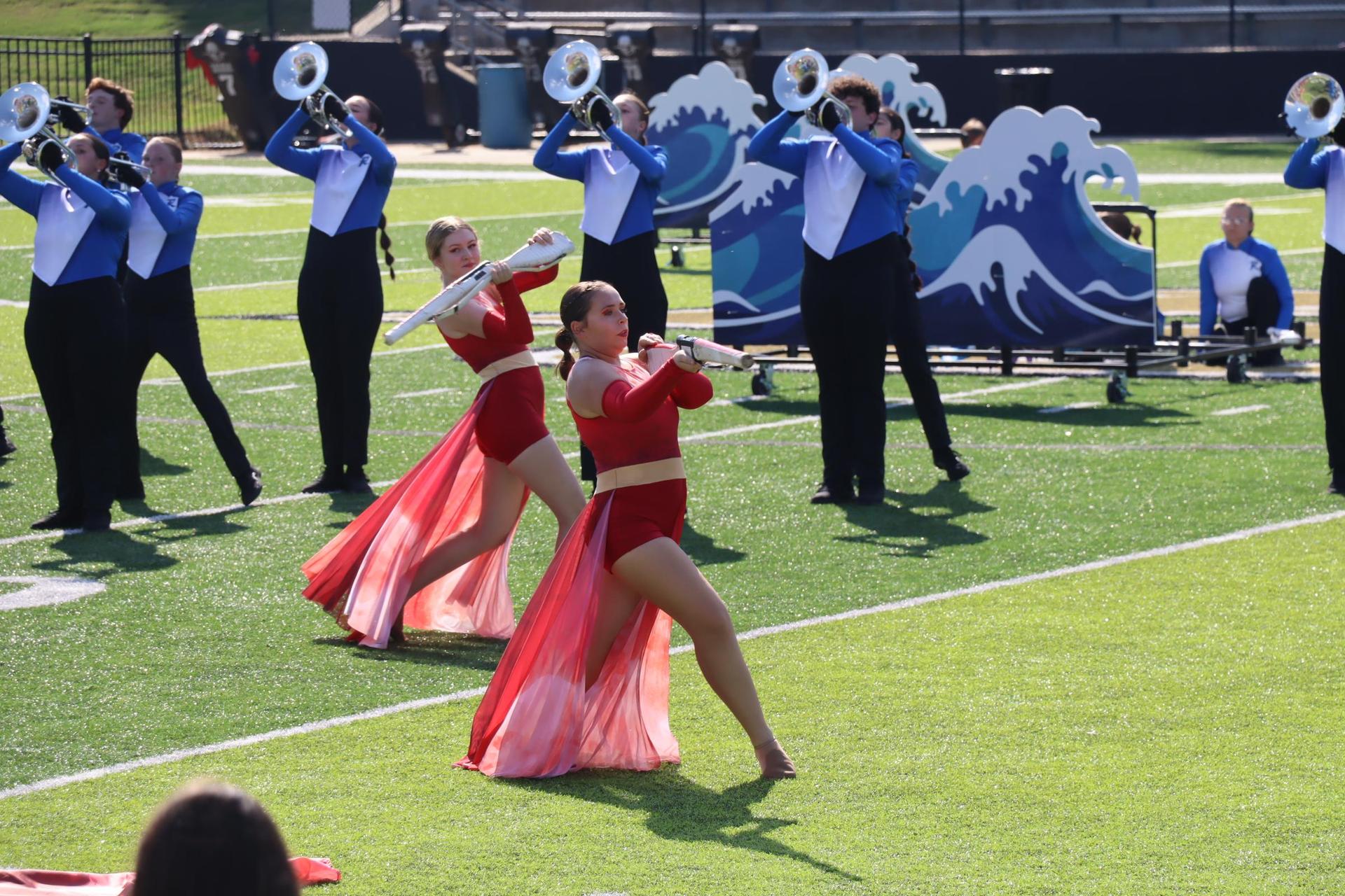 Color Guard performs at the Pleasant Grove Marching Invitational