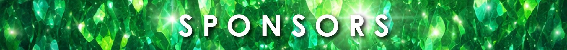 Green faceted gem background with “Sponsors” text, section divider