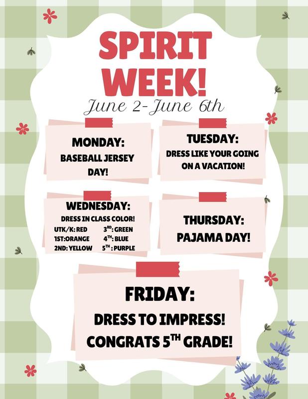 Spirit Week June 2-6 Flyer