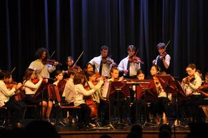 Students performing in a concert