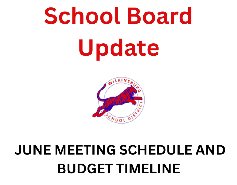 school board update notice with wilkinsburg logo