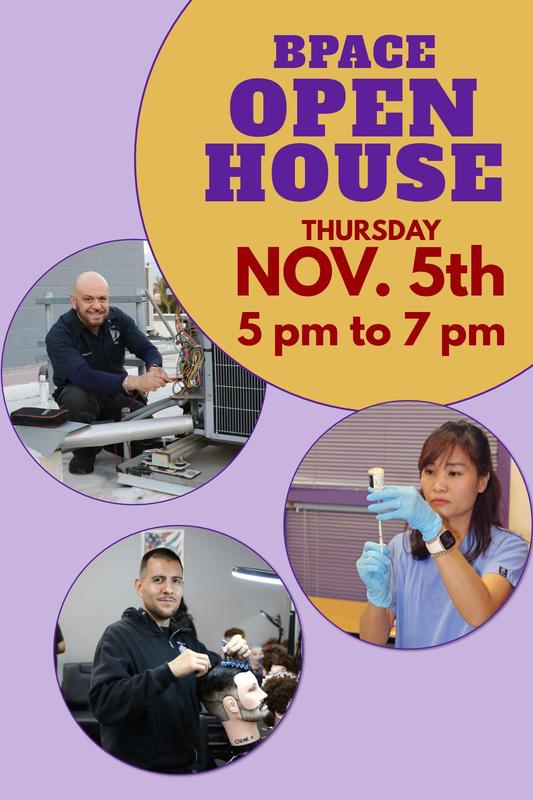 Open house announcement with images of professionals at work.