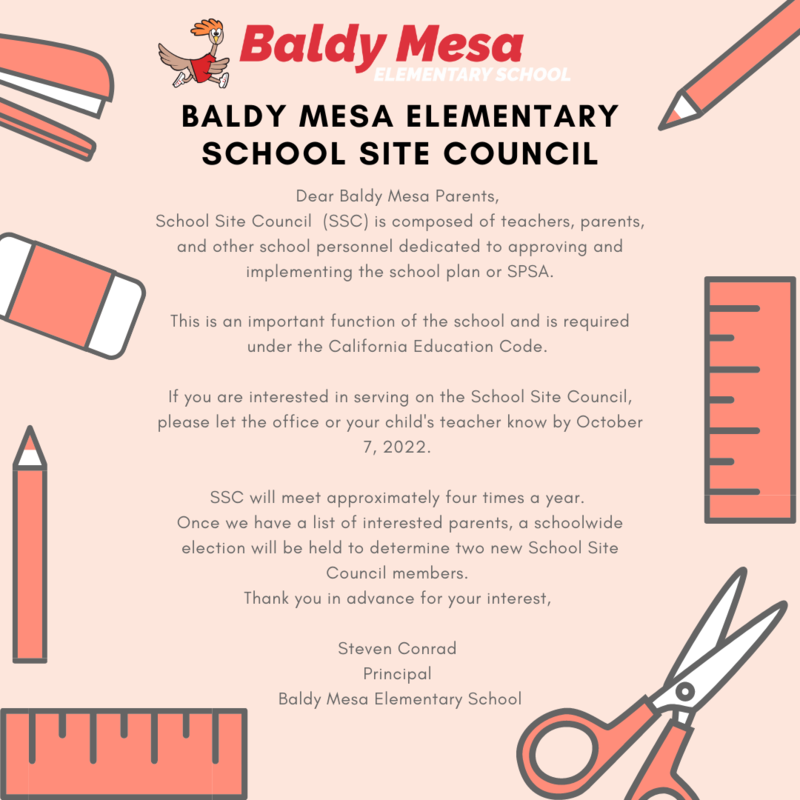 BALDY MESA ELEMENTARY SCHOOL SITE COUNCIL Baldy Mesa Elementary School