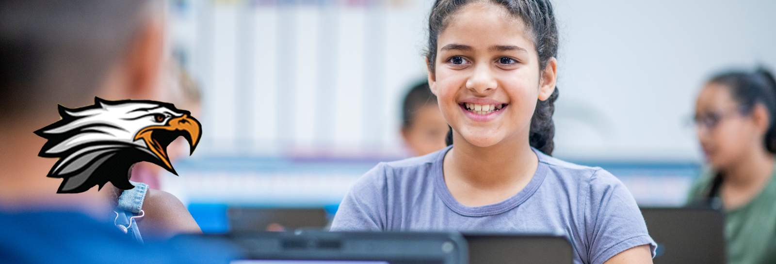 Alcott homepage shuffle banner- students learning in school