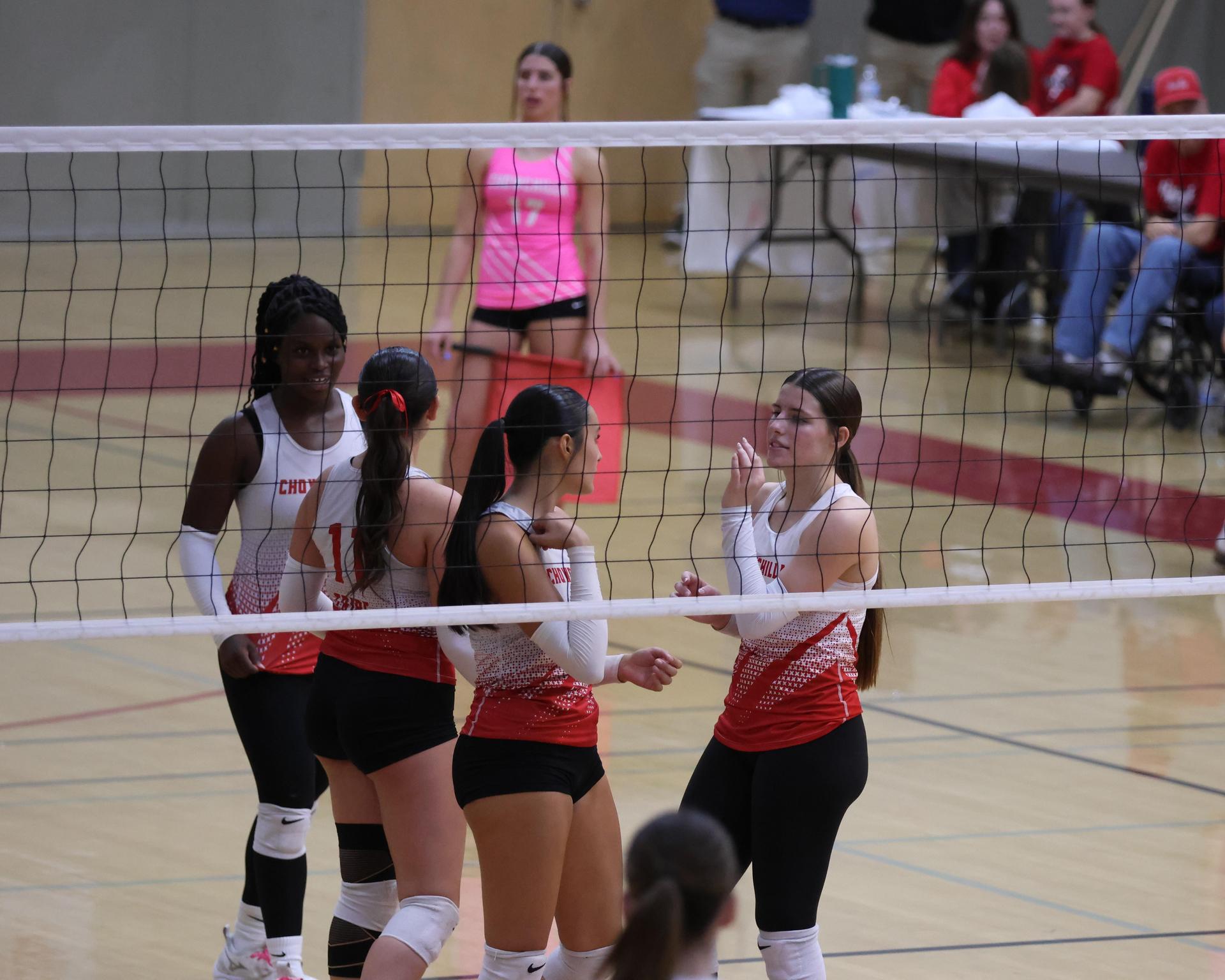 Varsity Volleyball playing vs. Fresno Christian 54