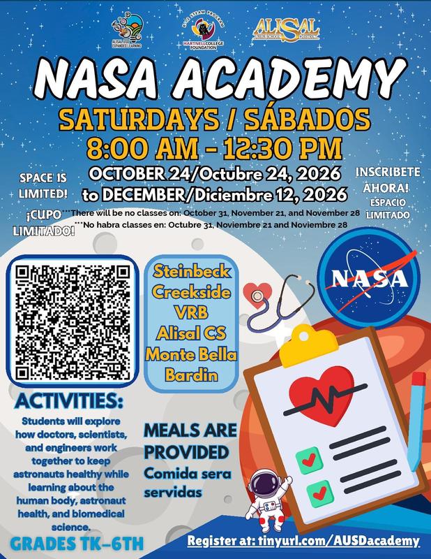 Flier for NASA academy with information included
