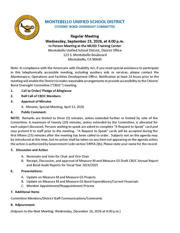 CBOC Agenda for September 23 meeting