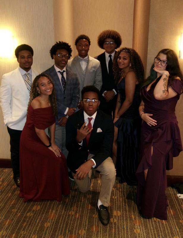 High school students pose for a photo at the NOBLE conference ball