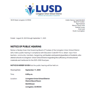 Notice of Public Hearing