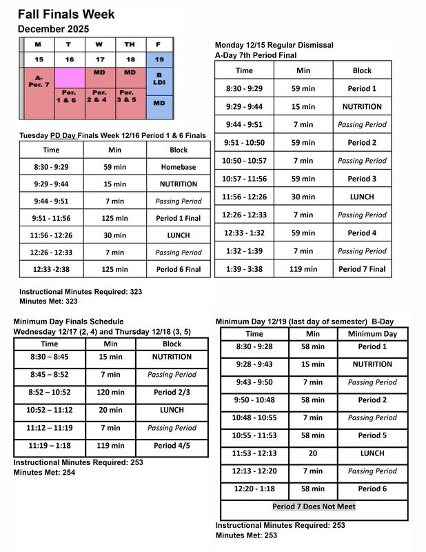 finals schedule