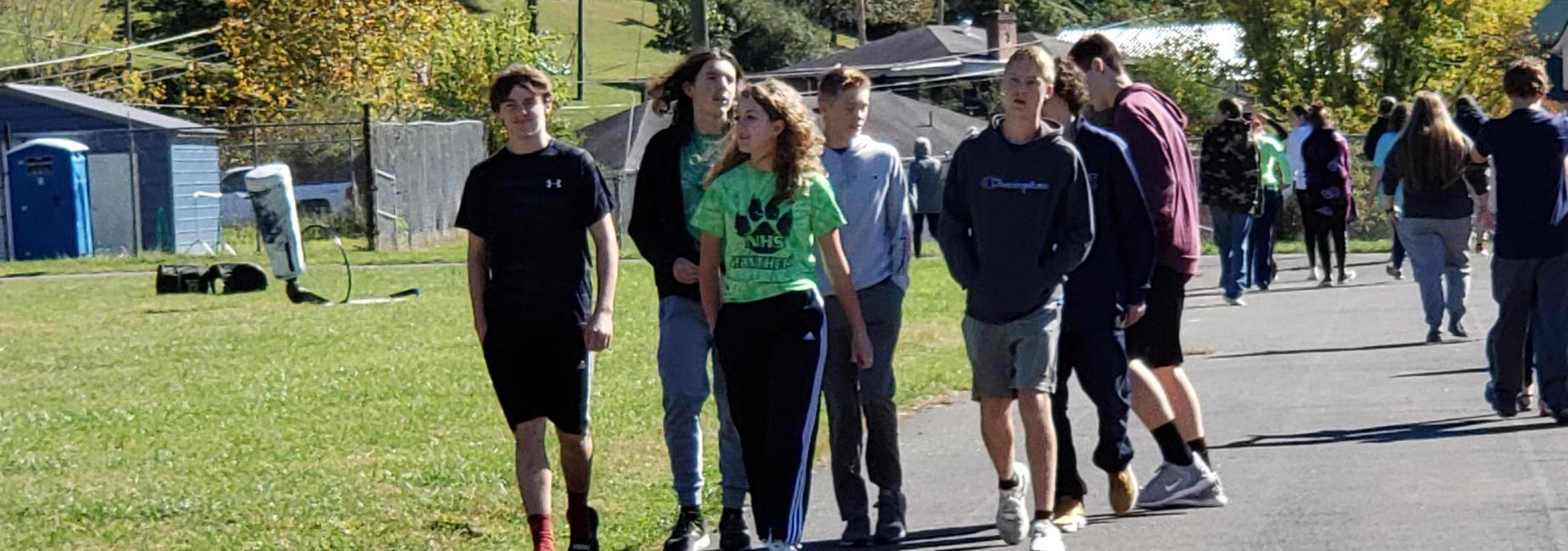 Students walking on track