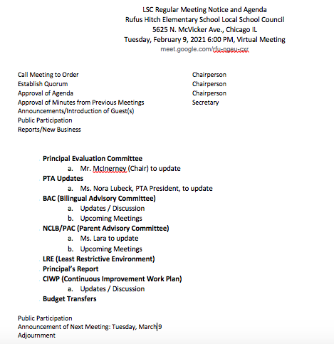 2/9 LSC Agenda