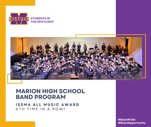 promo graphic - MHS band ISSMA All Music Award 2026