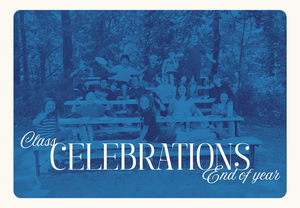 Blue-filtered image of student celebrating on bleachers.