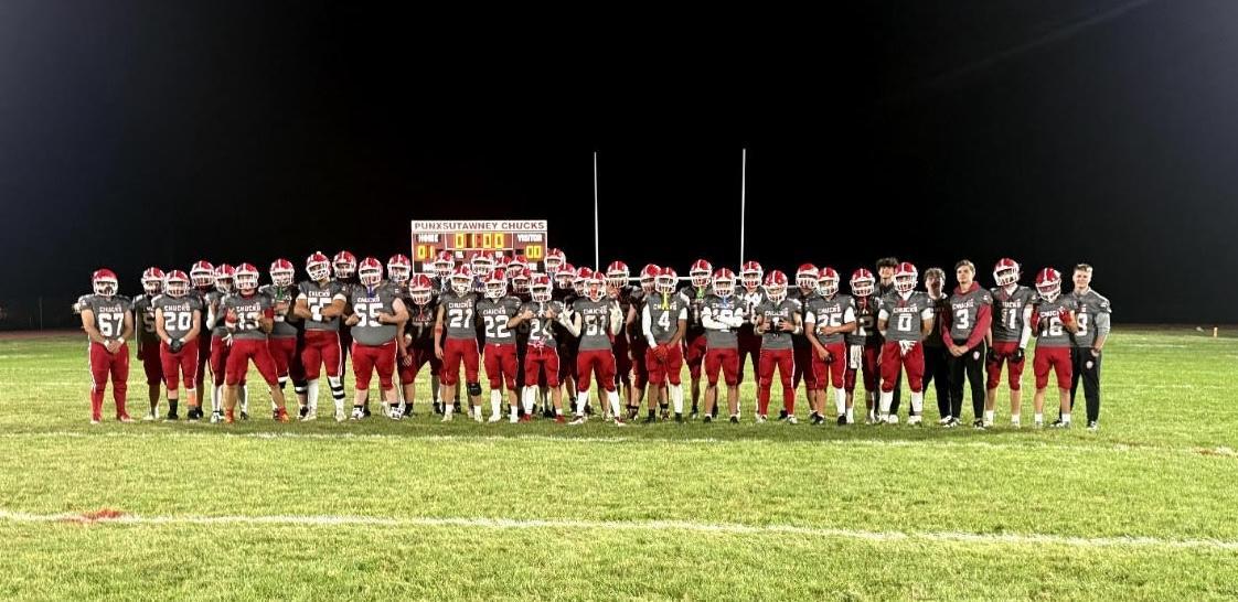 Chucks football team displays alternate jerseys after the game