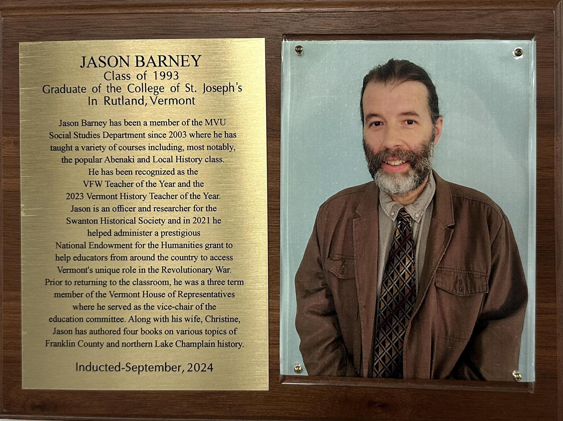Jason Barney Plaque
