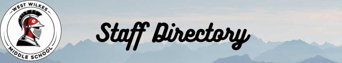 West Wilkes Middle School logo with mountains in the background and text 'Staff Directory'.