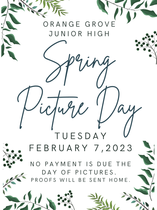 JH Spring Picture Day -- Tuesday, February 7, 2023 Featured Photo