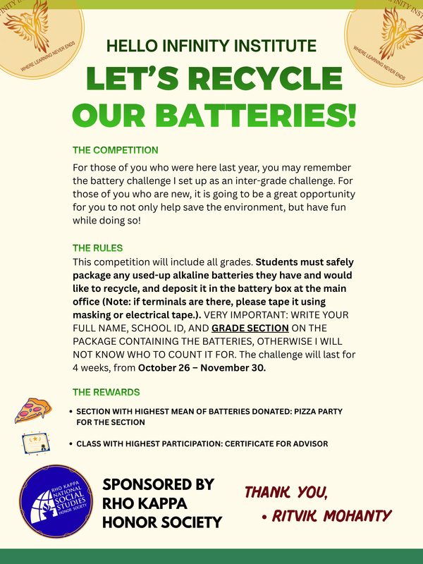 Rho Kappa Honor Society Battery Recycling Challenge 🔋♻️ Featured Photo