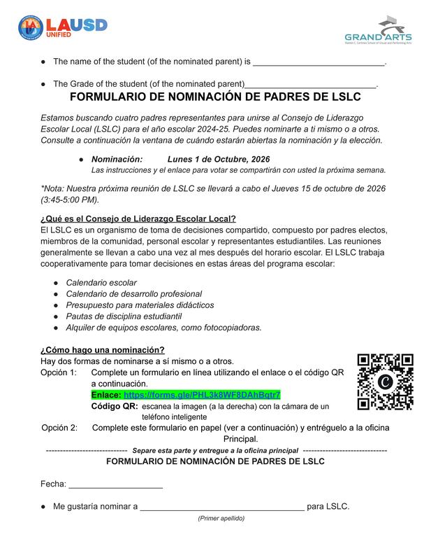 lslc parent form