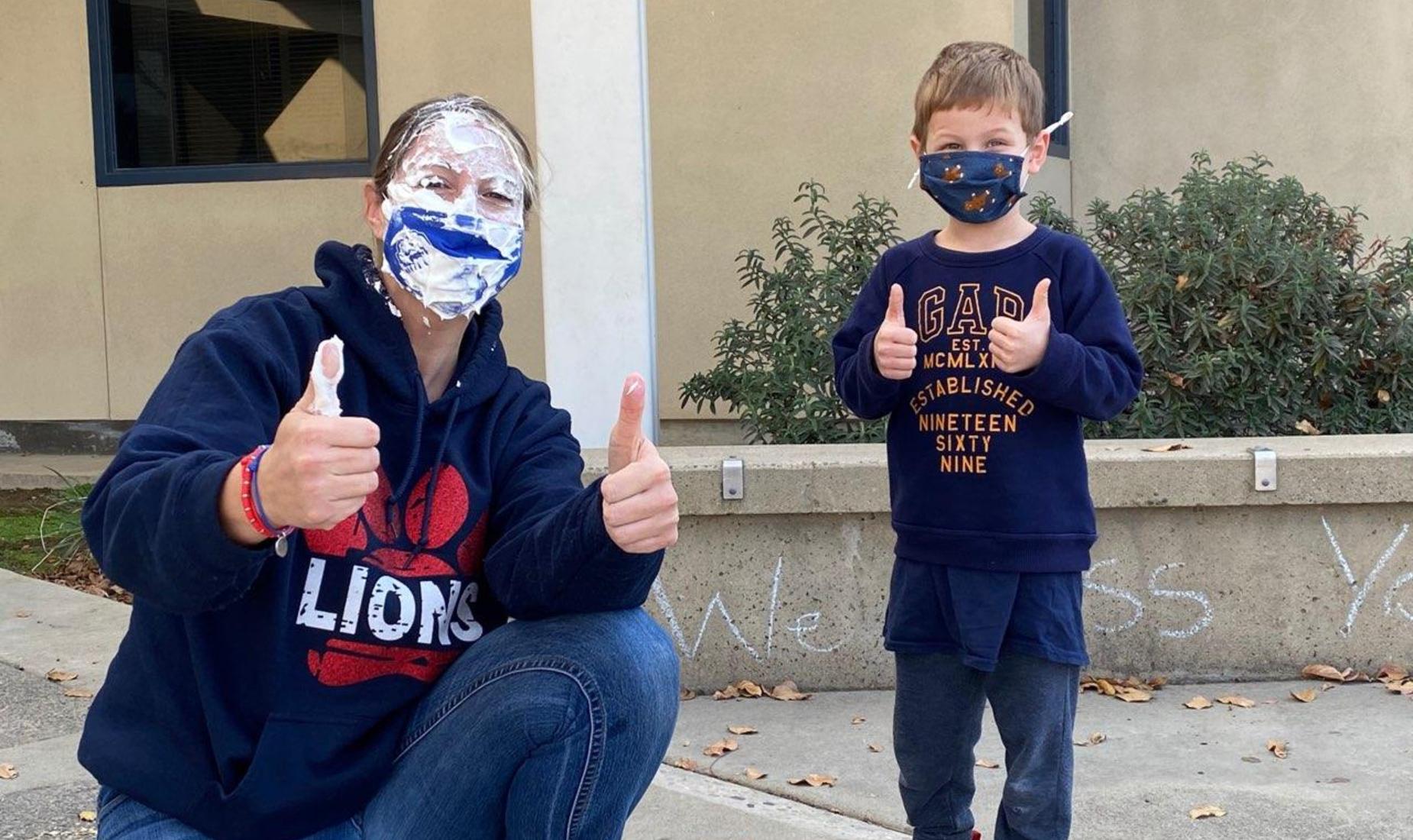 Liddell Principal Erin Gunstream got pied in the face!