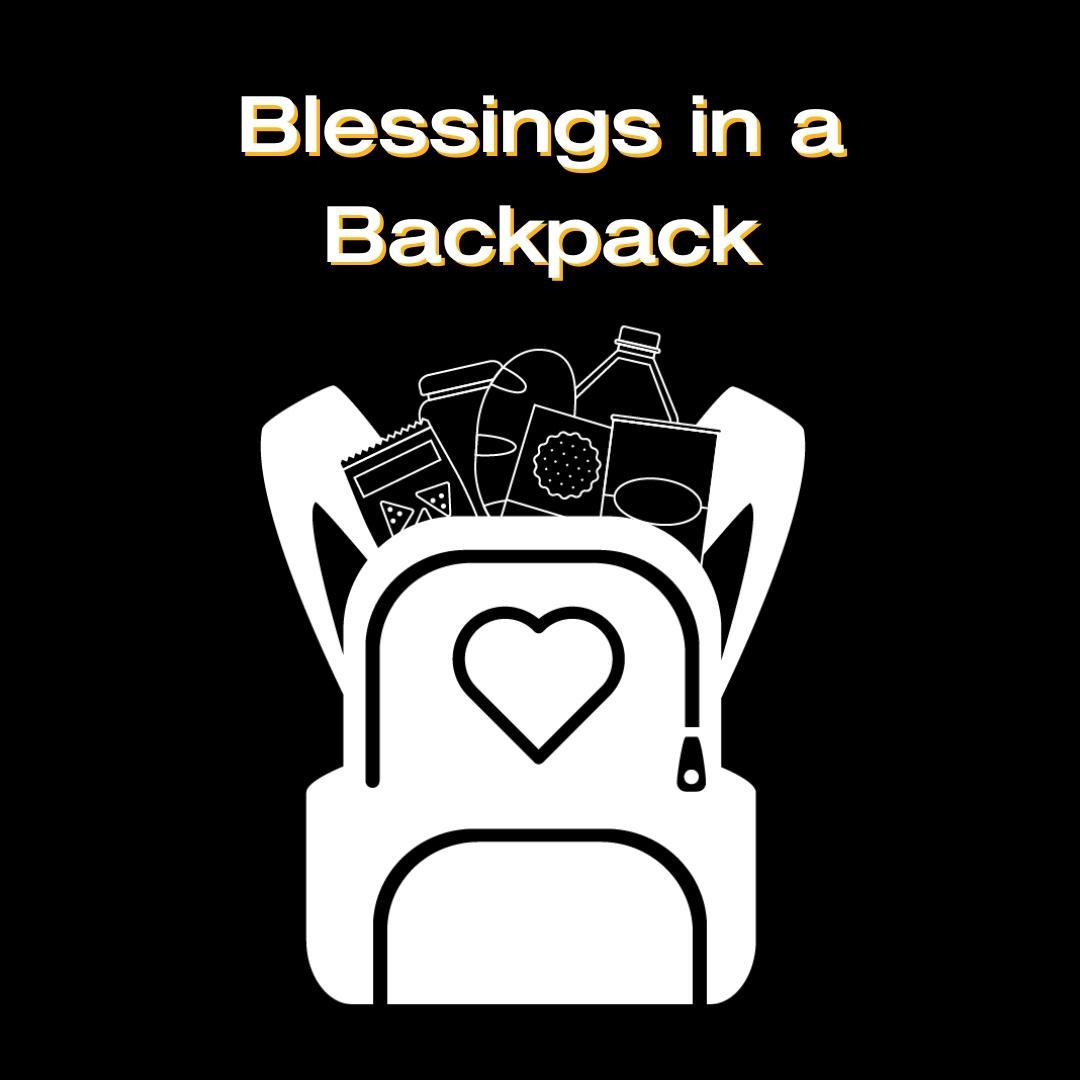 Blessings in a Backpack link tile. Icon of an overflowing backpack included.
