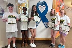 GRIT students are (left to right) Cameron Kitchen, Grace Mouto Dongmo, Niomi Kearns, Jaelyn Stone, and Eliana Zummo