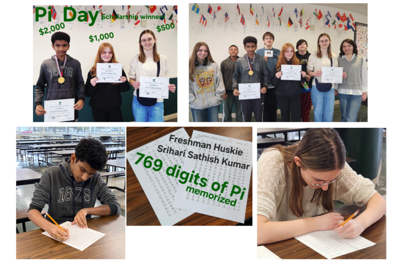 Several pictures of students competing in competition including winners.