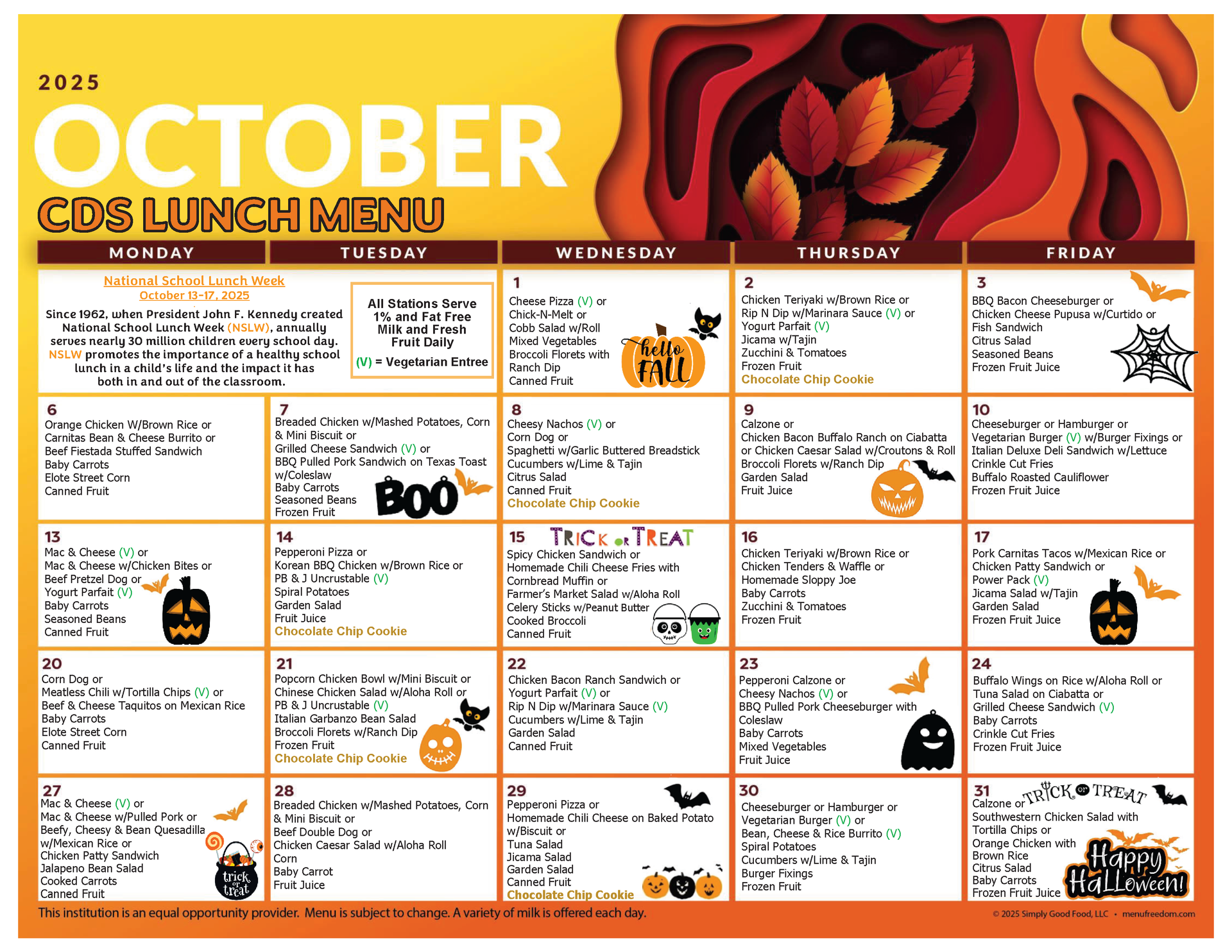 CDS Lunch Menu (click to view)