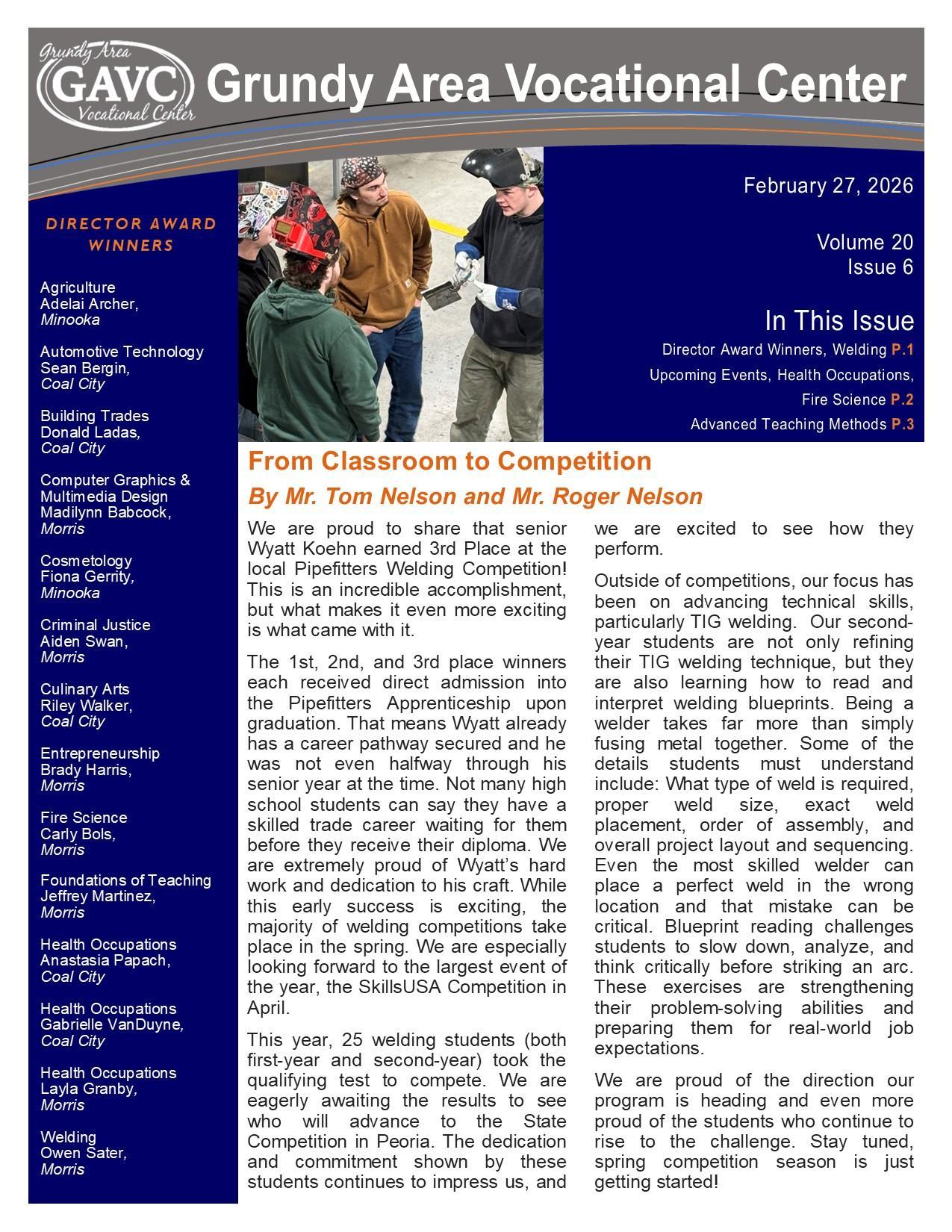 Welding students working