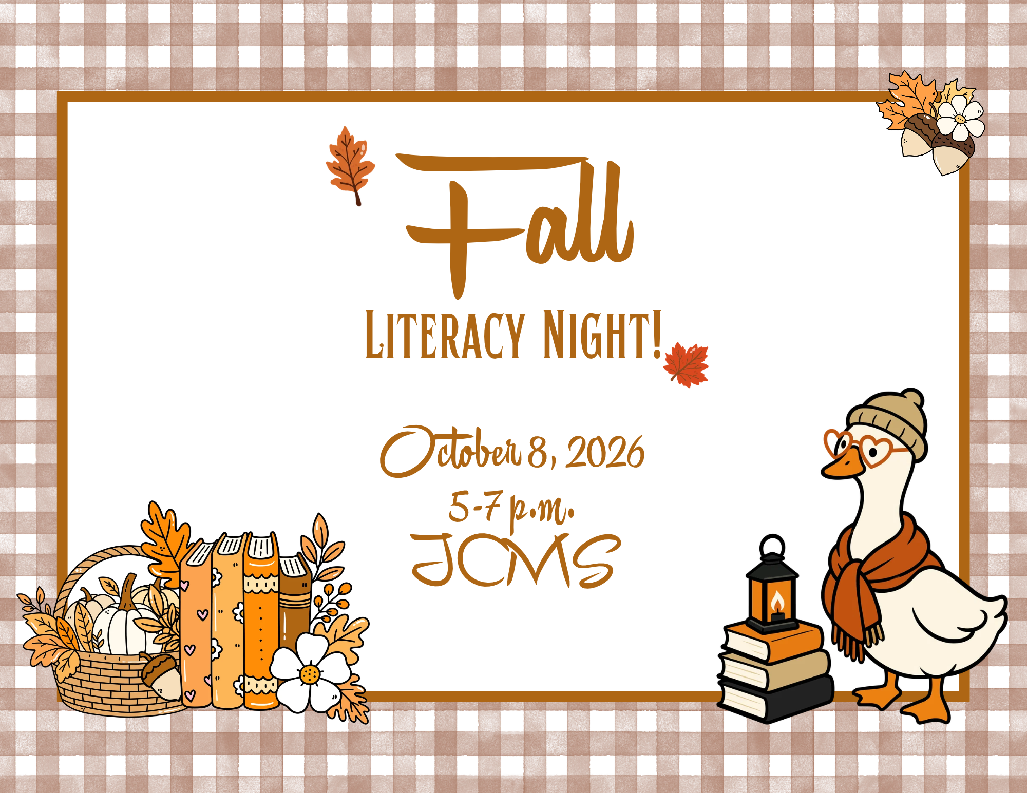 Fall Literacy Night! October 8, 2026, 5-7 p.m. JCMS