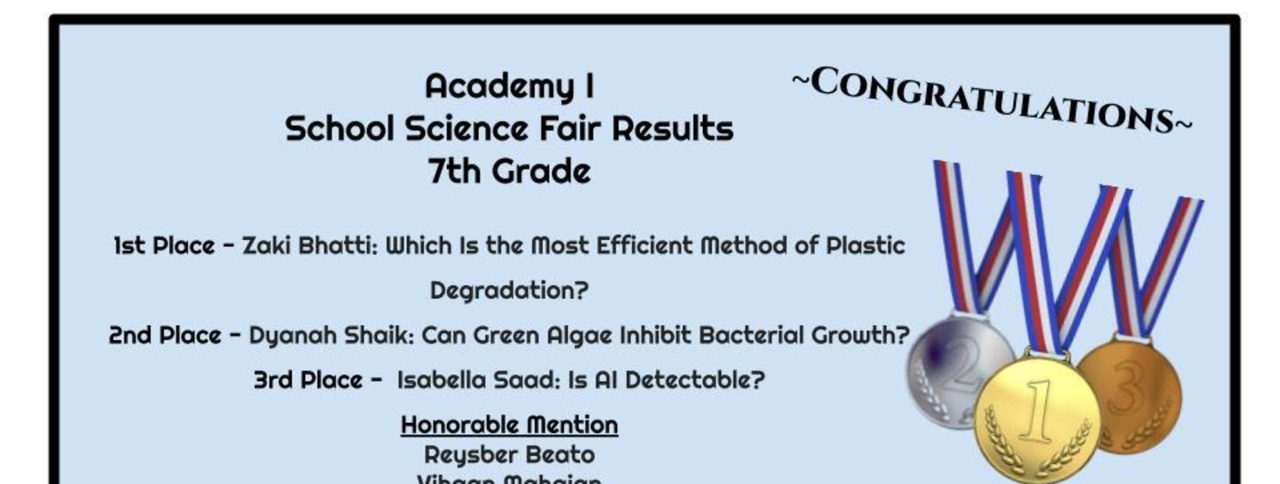 7th gr. science fair winners