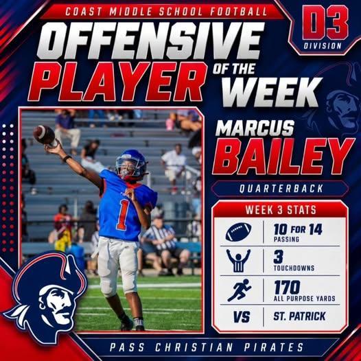 WEEK 3 D3 OFFENSIVE PLAYER OF THE WEEK  🏆 Marcus Bailey Featured Photo