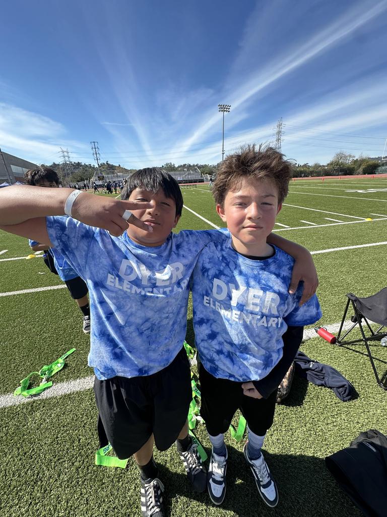 Two flag football team members