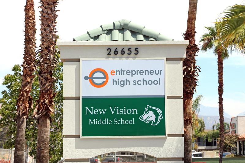 eHS and NVMS parking lot entrance sign