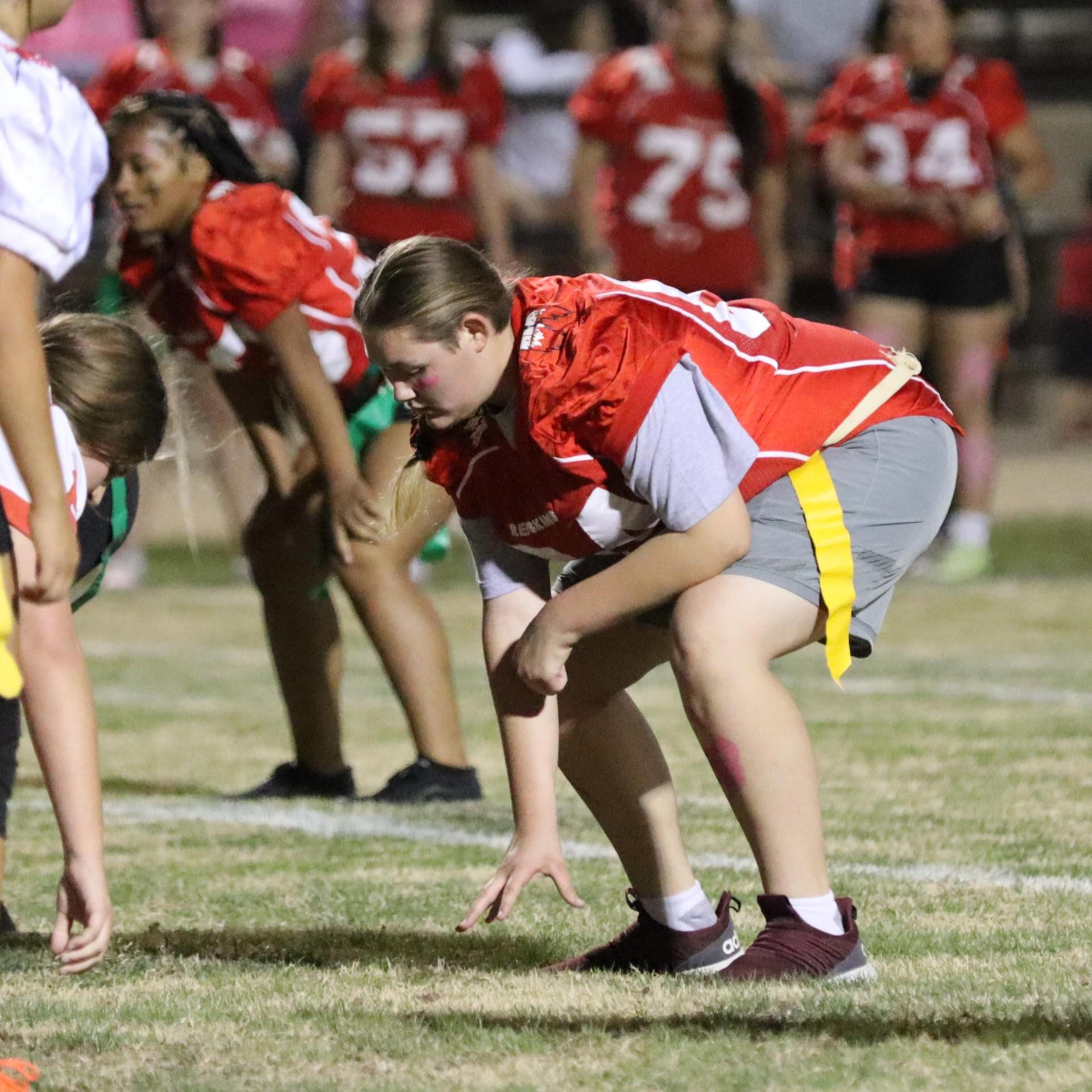 girls playing flag football