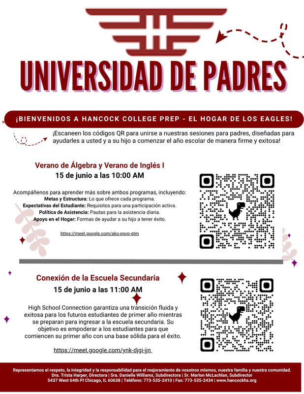 Parent Meeting June 15 at 10 am. This is the Spanish version.