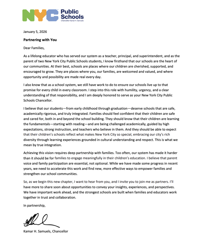 New Welcome Chancellor Letter 2026. English