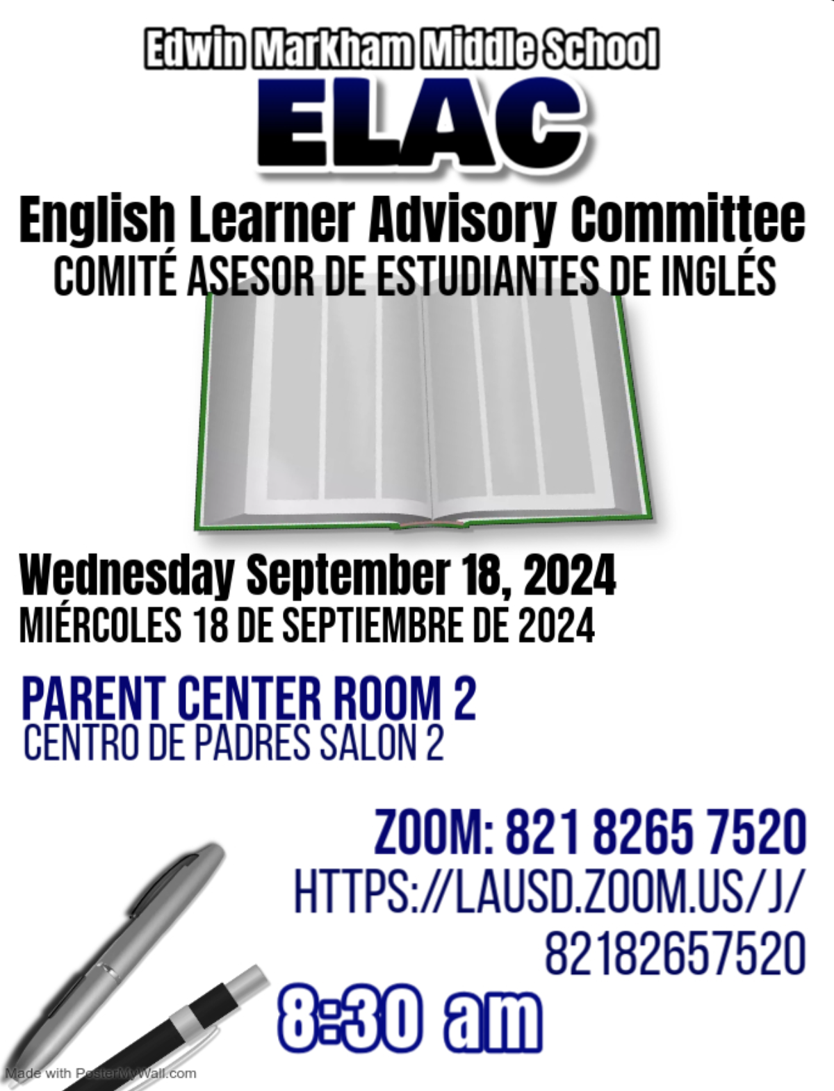ELAC Parent Meeting Junta de Padres de ELAC Edwin Markham Middle School
